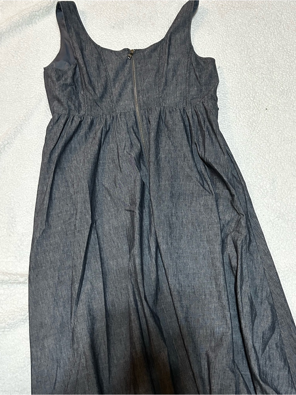 DKNY Charcoal Denim-Effect Sleeveless Zip-Front Casual Dress
